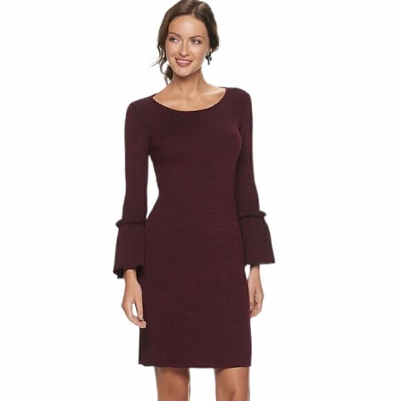 Nina Leonard Scoopneck Pleated Sleeve Shift Dress - Picture 1 of 15